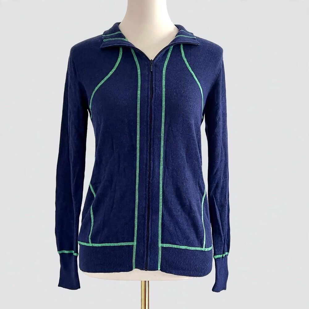 Peter Millar Element 4 Warmth Full Zip Up Navy Blue Sweater Womens sz M